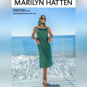 NWT Marilyn Hatten Yolanda Dress In Myrtle Green Midi Size Small  No Scarf New